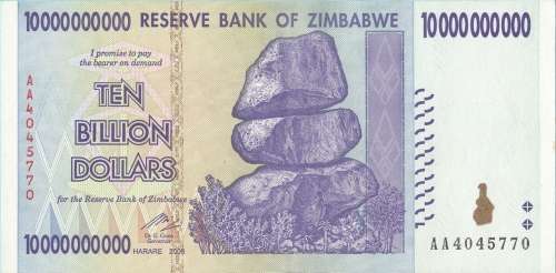 ZIMBABWE  10  BILLION   DOLLARS   NOTE       AA4045770
