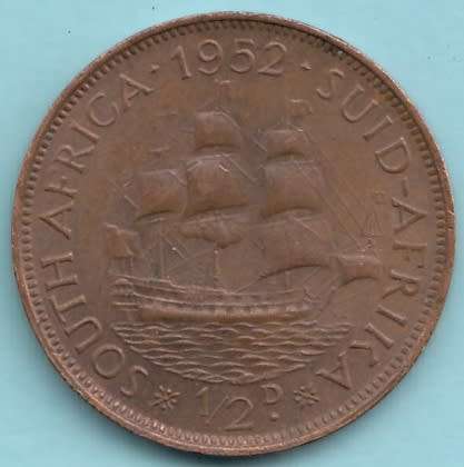 SOUTH   AFRICA   1/2   PENNY   1952                  SUN6118