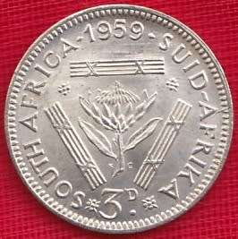 SOUTH AFRICA    THREEPENCE   1959                SUN6666*