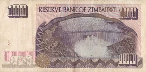 ZIMBABWE  ONE  HUNDRED  DOLLARS   NOTE       HP5809383