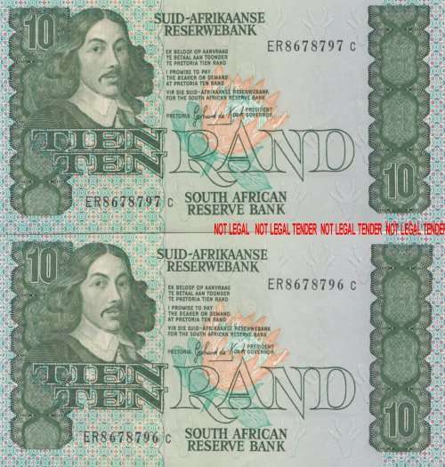 GPC DE KOCK 10 RAND NOTES 1985 (2 NOTES SEQUENCE)   SET018