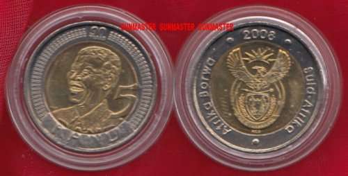 2008 SOUTH.AFRICA MANDELA 90TH BIRTHDAY 5R IN COIN HOLDER
