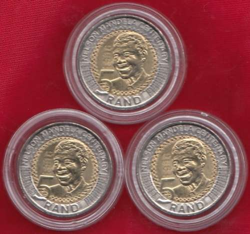 2018 R5 MANDELA CENTENARY HOLOGRAMMED COINS  IN COIN HOLDERS