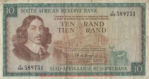 SOUTH AFRICA   TW DE JONGH  R10   NOTE    C325  4589731    SET068