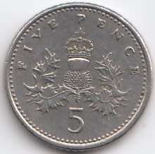 1990      FIVE  PENCE   COIN                SUN8842