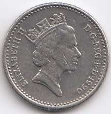 1990      FIVE  PENCE   COIN                SUN8879*