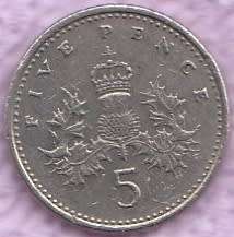 1990      FIVE  PENCE   COIN                SUN9042
