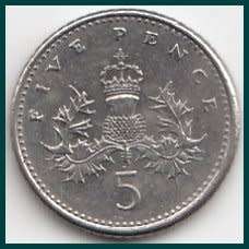 1991  -   5  Pence Coin      United Kingdom         SUN9106
