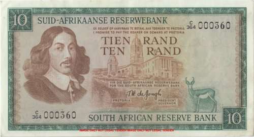 WOW    ***  TW DE JONGH  R10  NOTE  ***     C364 000360   SET081
