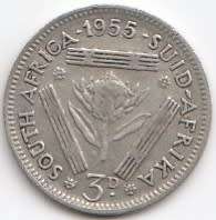 1955  Threepence Coin   SILVER                SUN10306