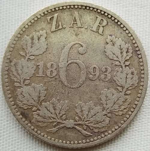 1893   6  PENCE    SILVER    ZAR   SCARCE                  SUN10373*
