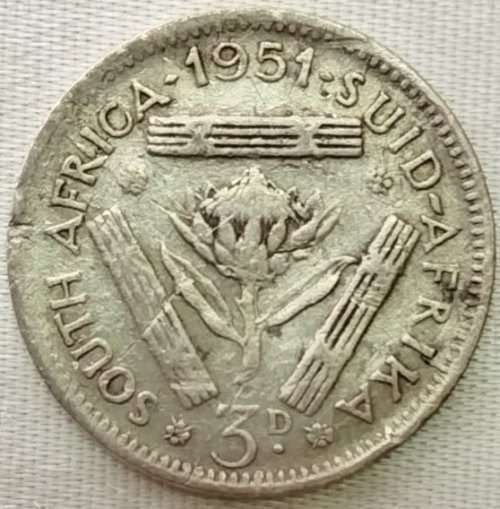 1951 THREEPENCE COIN  SILVER          SUN10630
