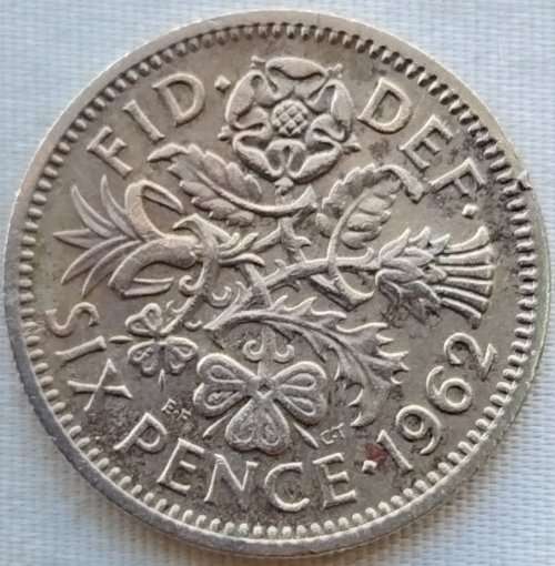 1962  -   Six  Pence Coin      United Kingdom         SUN10974