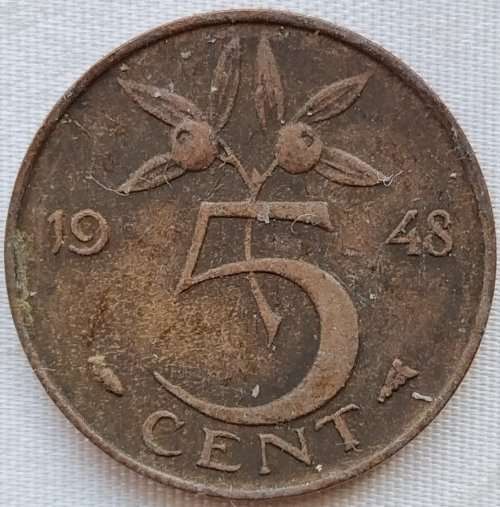 1948  5 Cents      Netherlands          SUN11370