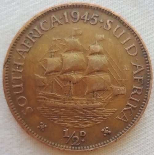 1945      HALF PENNY COIN    SOUTH AFRICA                 SUN11971*