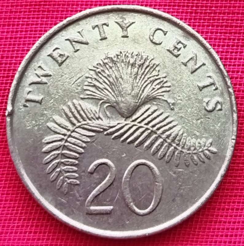 1987   20 Cents ribbon upwards      Singapore         SUN12335*