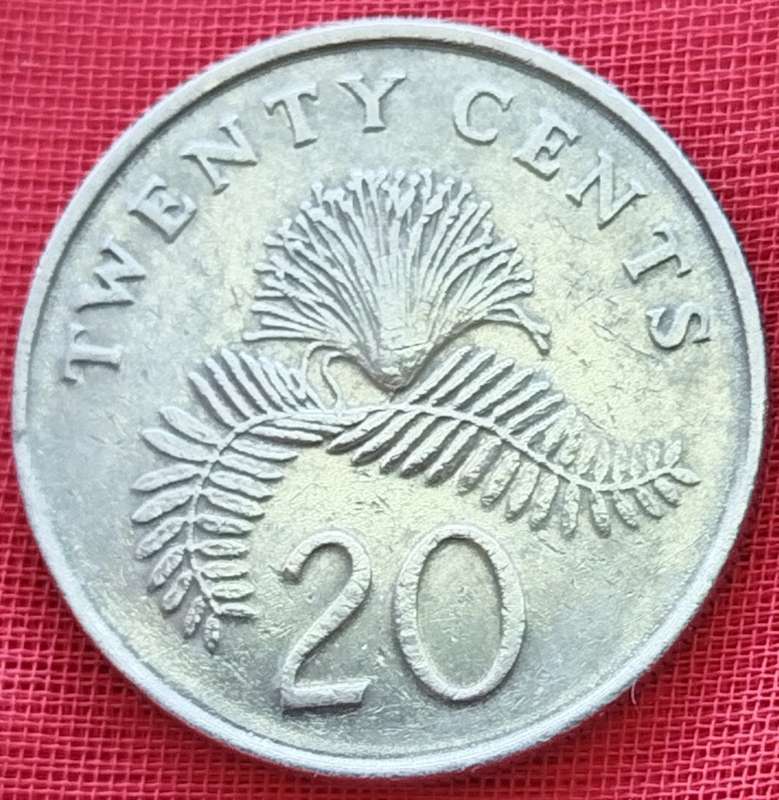 1988   20 Cents ribbon upwards      Singapore         SUN12449*