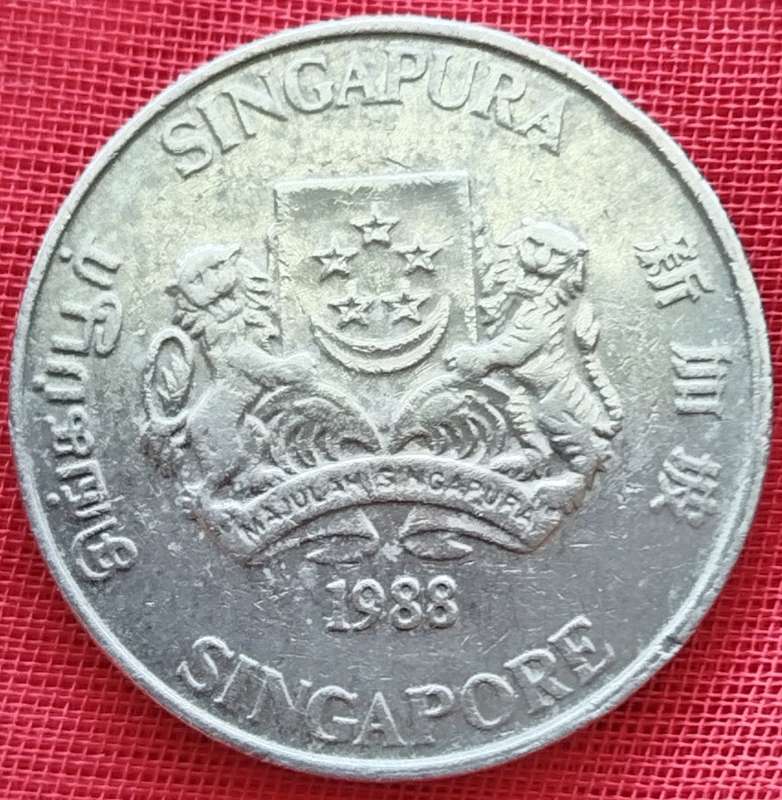 1988   20 Cents ribbon upwards      Singapore         SUN12449*