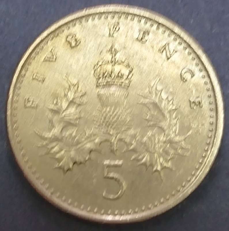 1991 -   FIVE Pence Coin      United Kingdom         SUN12753*