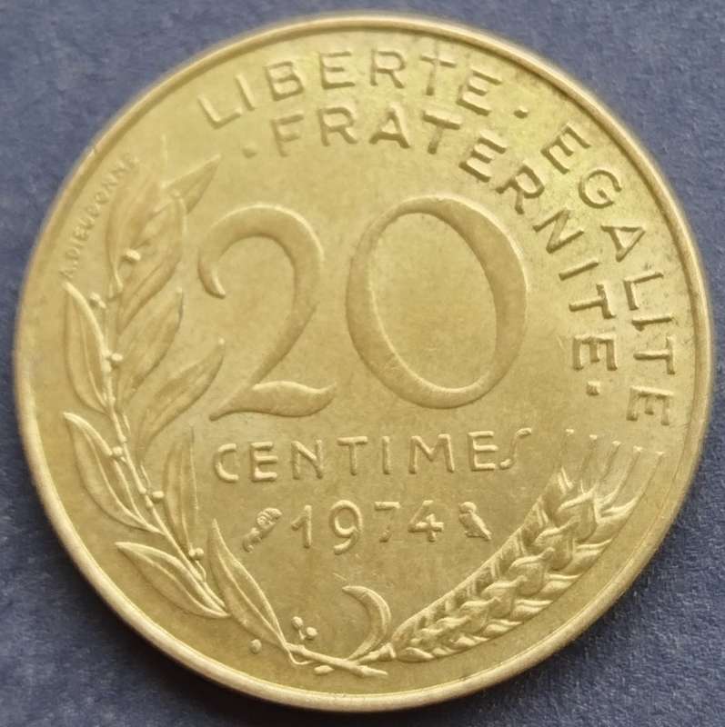 1974  20 Centimes Coin      France          SUN13130*