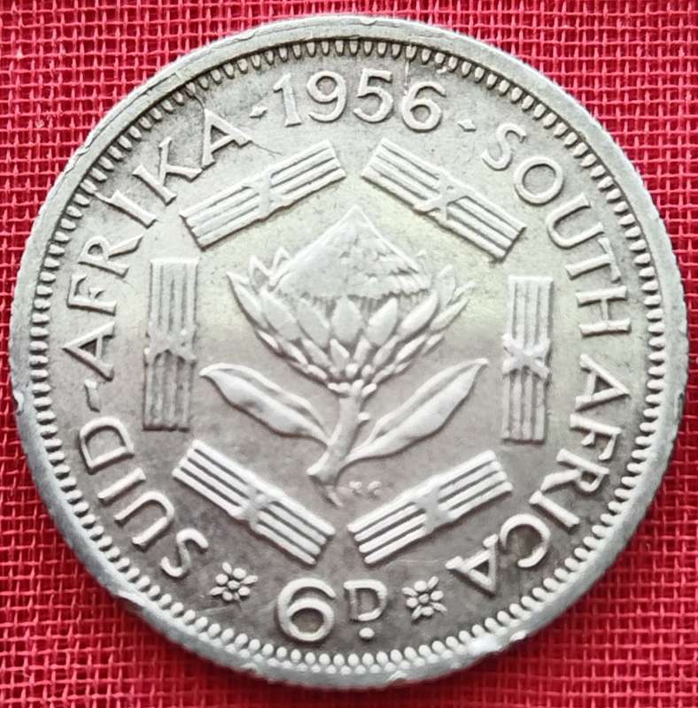 1956    6D  coin  SA        (SILVER 0.500 )       SUN13291*