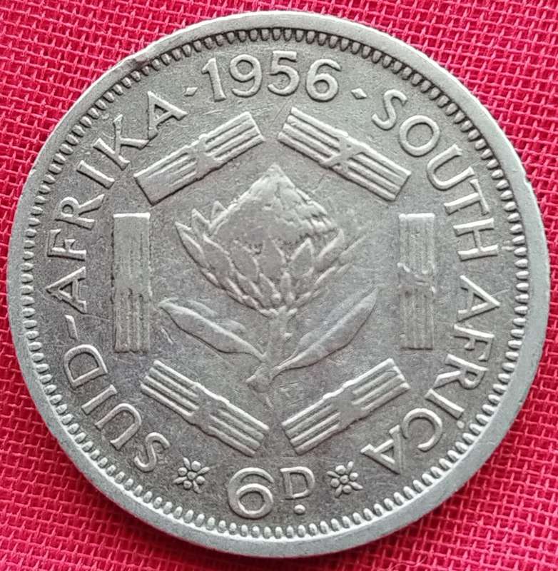 1956    6D  coin  SA        (SILVER 0.500 )       SUN13306*