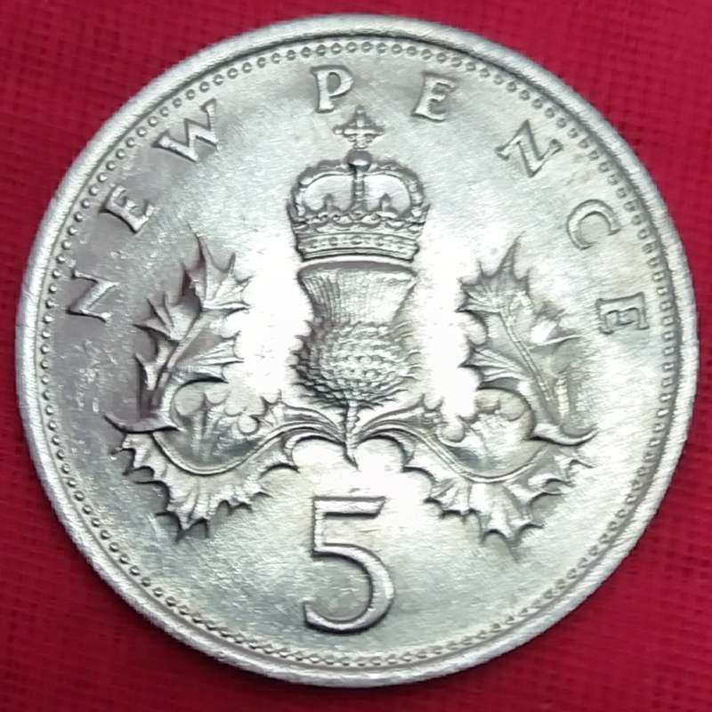 1970 -   FIVE NEW Pence Coin      United Kingdom         SUN13362*