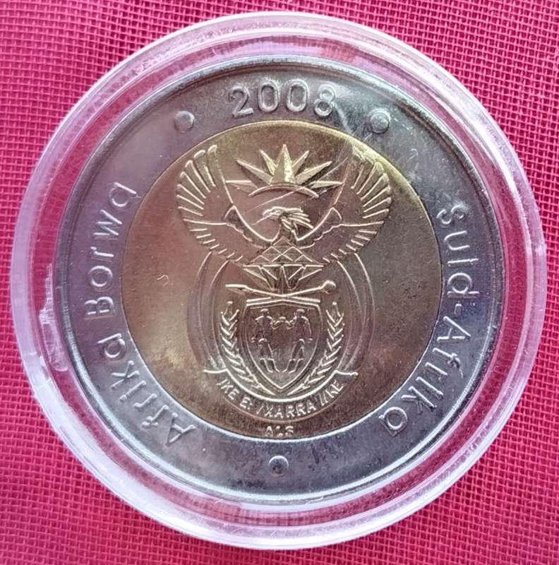 2008 SOUTH.AFRICA MANDELA 90TH BIRTHDAY R5 IN COIN HOLDER   17256
