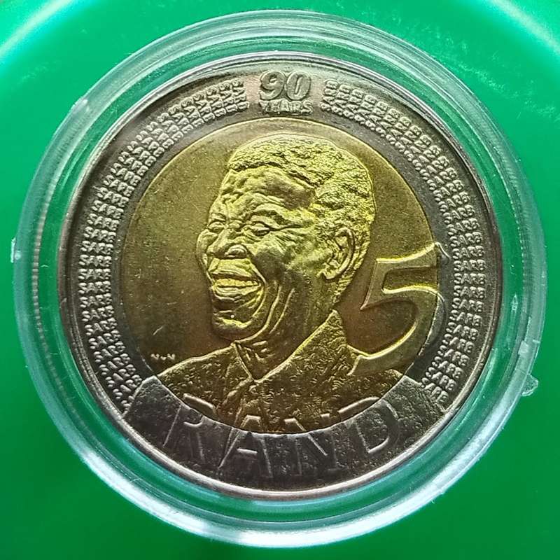 2008 SOUTH.AFRICA MANDELA 90TH BIRTHDAY R5 IN COIN HOLDER   14956