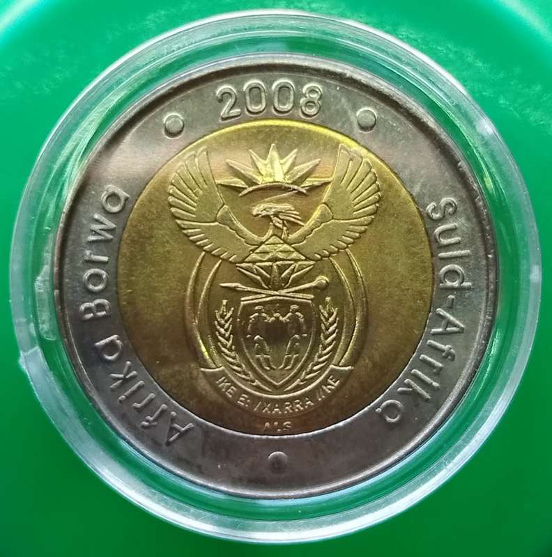 2008 SOUTH.AFRICA MANDELA 90TH BIRTHDAY R5 IN COIN HOLDER   14956
