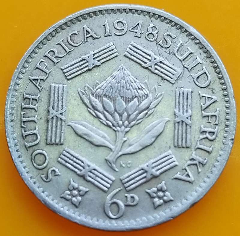 1948     6D  coin  SA        (SILVER 0.800 )       SUN13455*