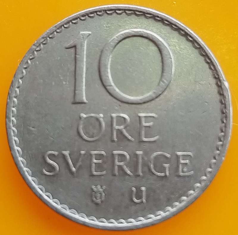 1973       10 Öre - Gustaf VI Adolf        Sweden         SUN13545*