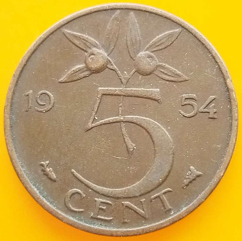 1954  5 Cent      Netherlands          SUN13546*