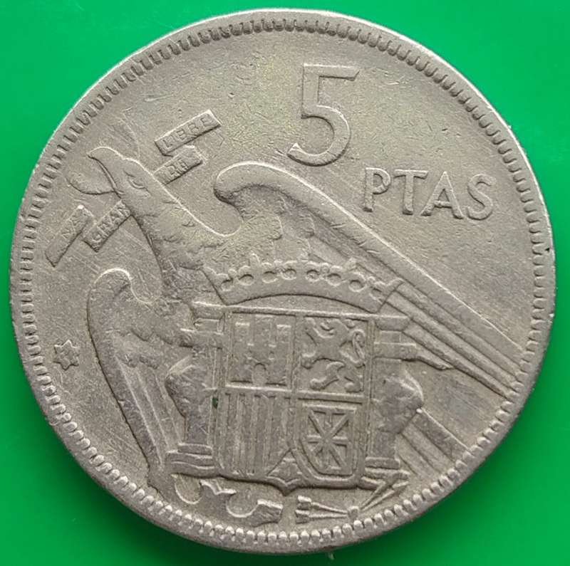 1957  5 Pesetas Coin      Spain          SUN13554*