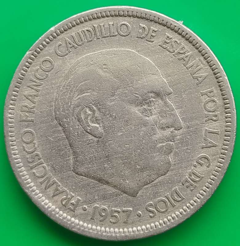 1957  5 Pesetas Coin      Spain          SUN13554*