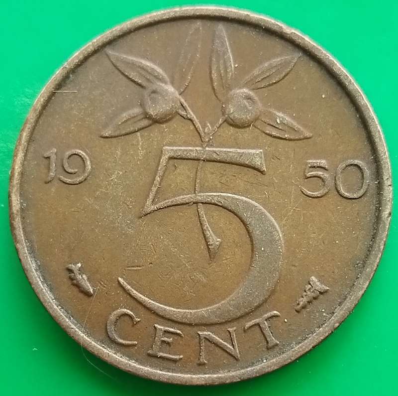 1950  5 Cent      Netherlands          SUN13681*