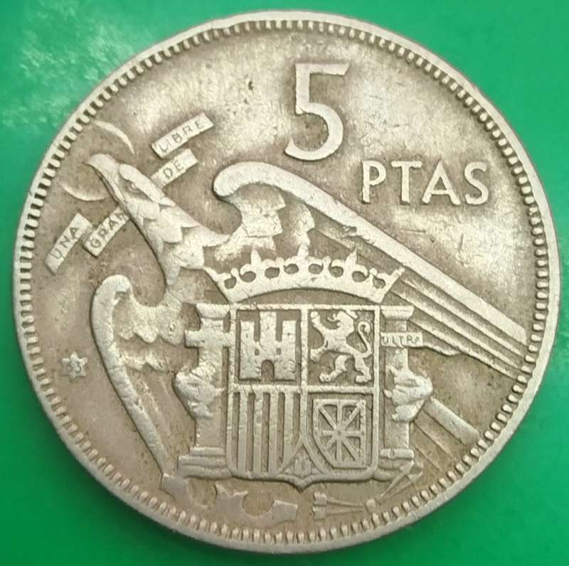 1957  5 Pesetas Coin      Spain          SUN13885*