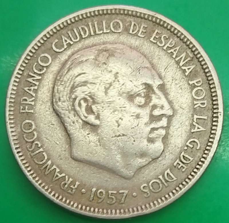1957  5 Pesetas Coin      Spain          SUN13885*