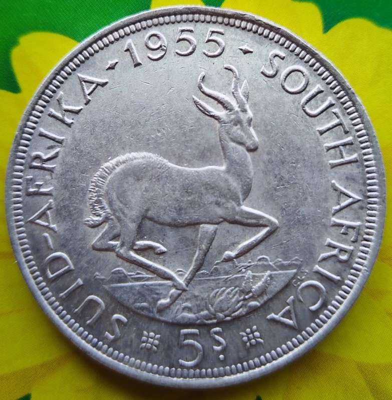 1955     5 SHILLING SILVER (SCARCE LOW MINTAGE 45080)       SUN14055*