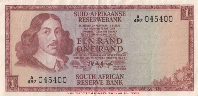 TW de Jongh      R1 Banknote       A497 045400      SET025