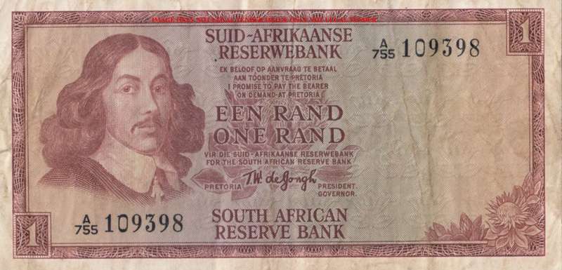 TW de Jongh      R1 Banknote       A755 109398       SET025