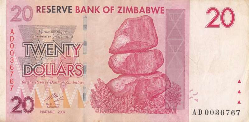 TWENTY DOLLARS    ZIMBABWE       SET088