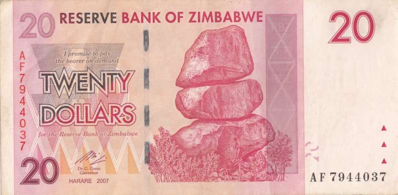 TWENTY DOLLARS    ZIMBABWE    AF7944037      SET088