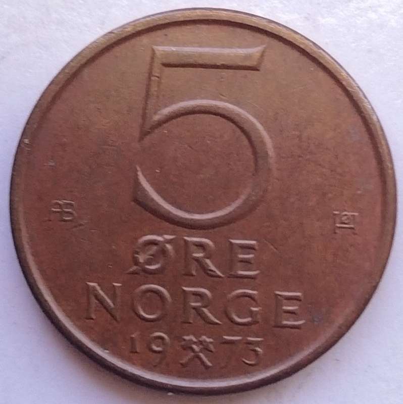 1973      5 Øre - Olav V     NORWAY         SUN14496