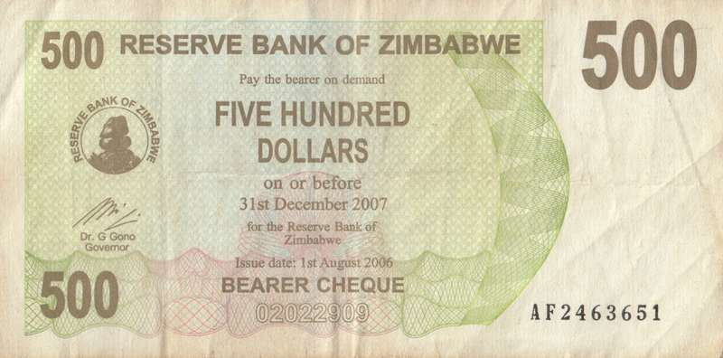 FIFTY  HUNDRED  DOLLARS       ZIMBABWE        AF2463651     SET088