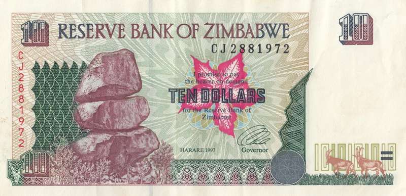 TEN DOLLARS       ZIMBABWE      CJ2881972      SET072