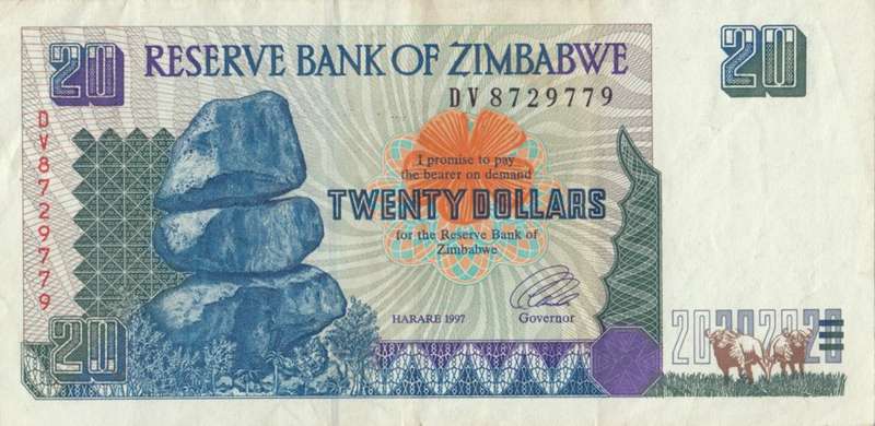 TWENTY DOLLARS       ZIMBABWE      DV8729779      SET072
