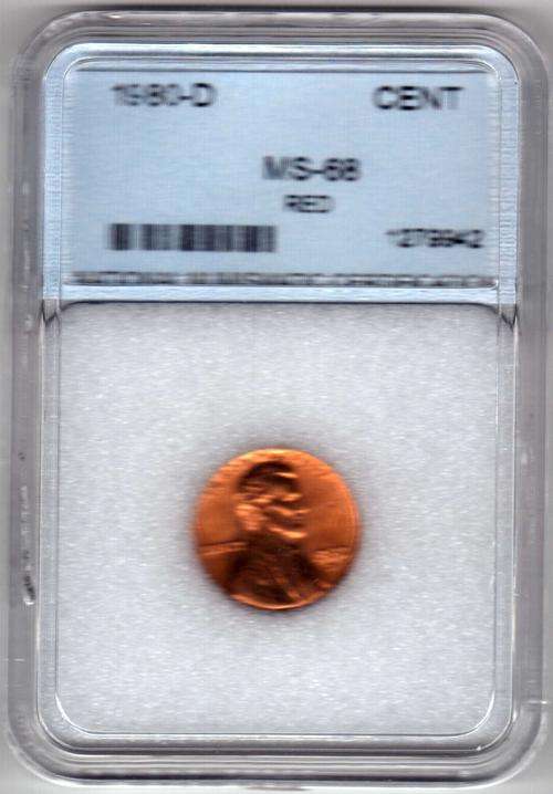 1980 -D   1C   COIN    USA      NNC GRADED  MS-68