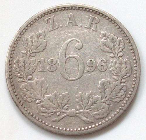 SOUTH  AFRICA  ZAR  SIX  PENCE 1896 SILVER                   SUN2193
