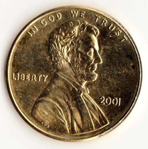 2001   gold plated one cent COIN                  SUN2482